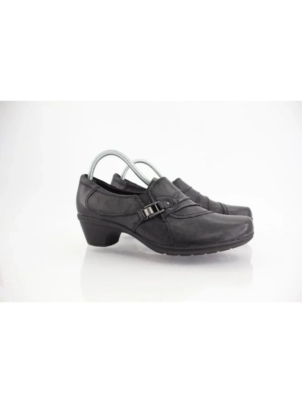 Earth Origins Roxanne Women's Size 10 Black Leather Slip on Pumps Clogs Bootie